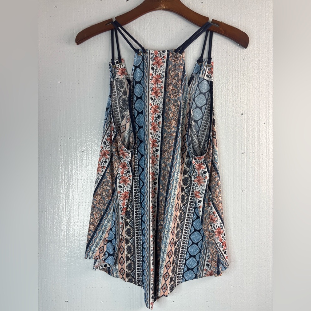 Lavish L Halter Tribal Print Scarf Style Tank Top - Multicolor - Picture 2 of 7